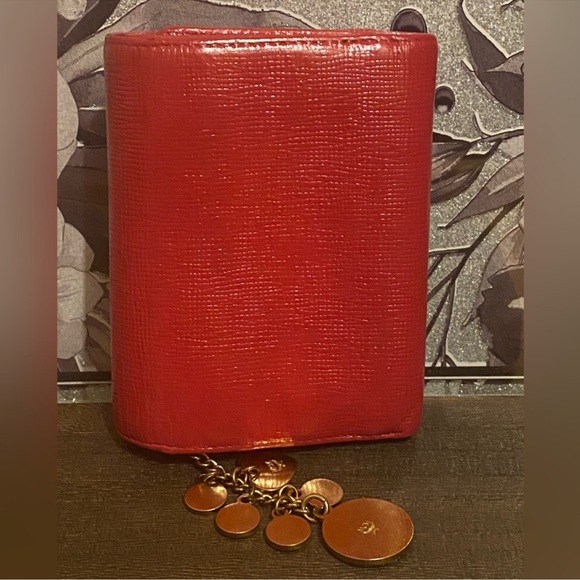 EUC Vintage MCM Red Leather Tri Fold Logo Wallet with Charms - Picture 16 of 16